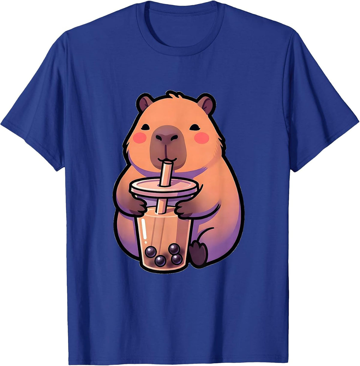 Cute Capybara Kawaii Anime Bubble Tea Boba Tea Lover T-Shirt - Royal Blue