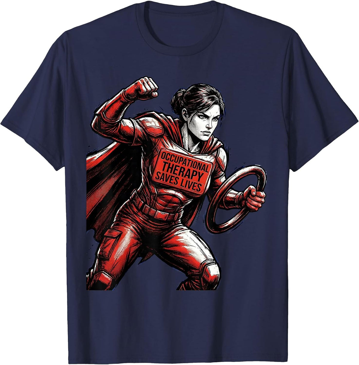 Men's Occupational Therapy Saves Lives Bold Design T-Shirt - Navy Blue