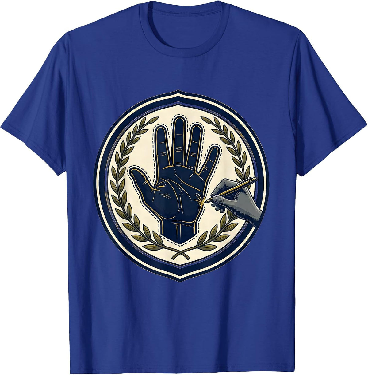 Occupational Therapy Hand Tracing Illustration T-Shirt - Royal Blue