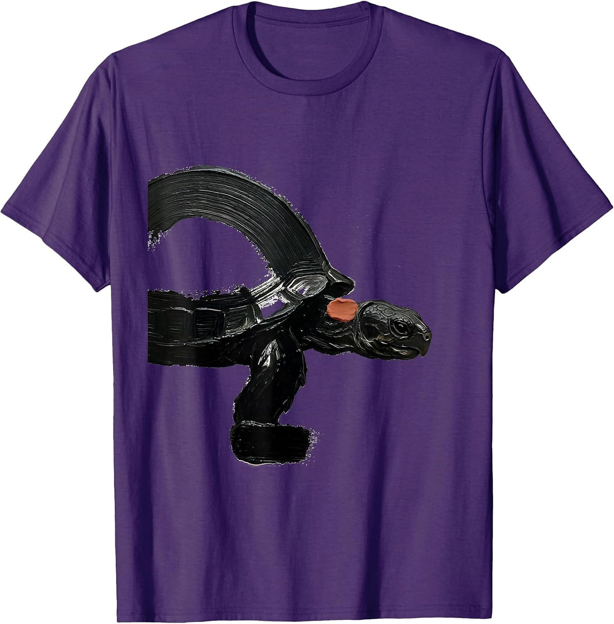 Men's Tortoise Calm Brush Stroke Pet Lover Humor T-Shirt - Purple