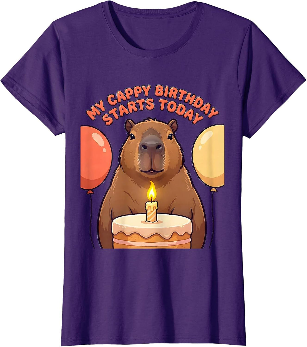 Women's My Cappy Birthday Starts Today Cute Capybara Birthday Party T-Shirt - Purple