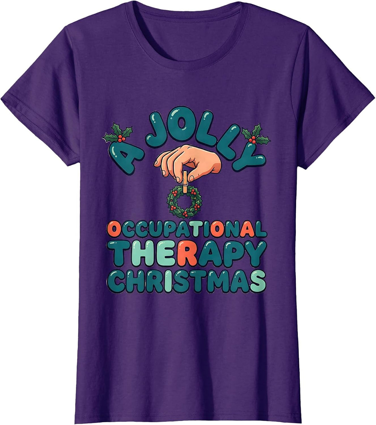 Women's A Jolly Occupational Therapy Christmas Cute Kawaii OT Gift T-Shirt - Purple