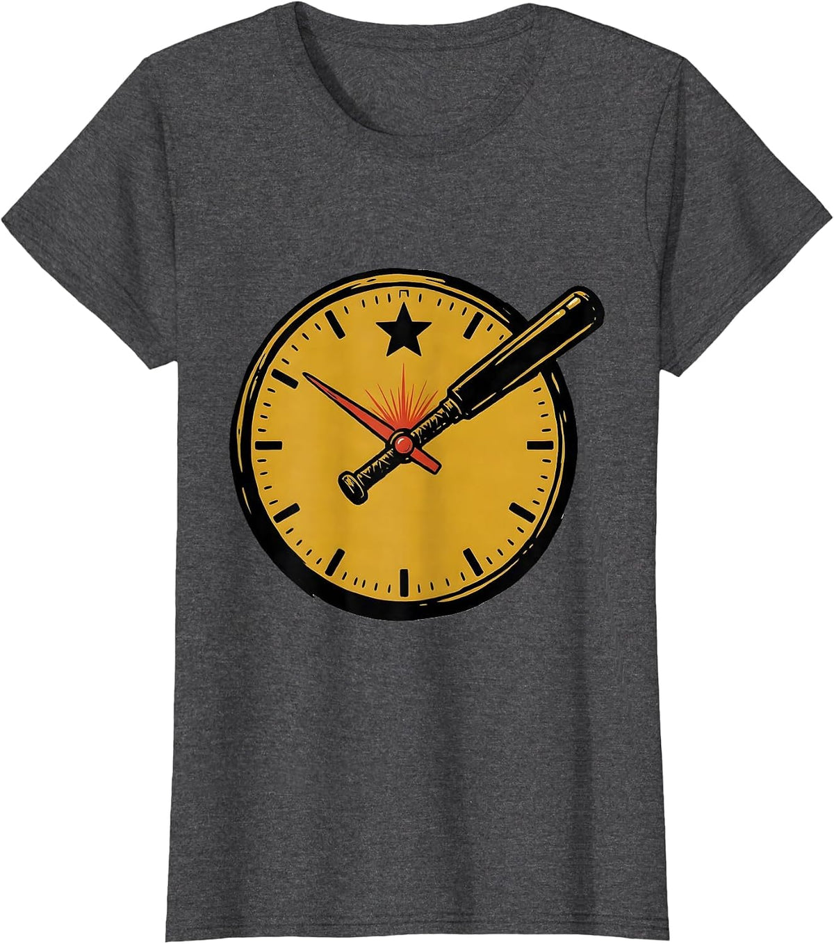 Women's Police Baton Clock Funny Cop Gift Law Enforcement Humor T-Shirt - Dark Heather Grey