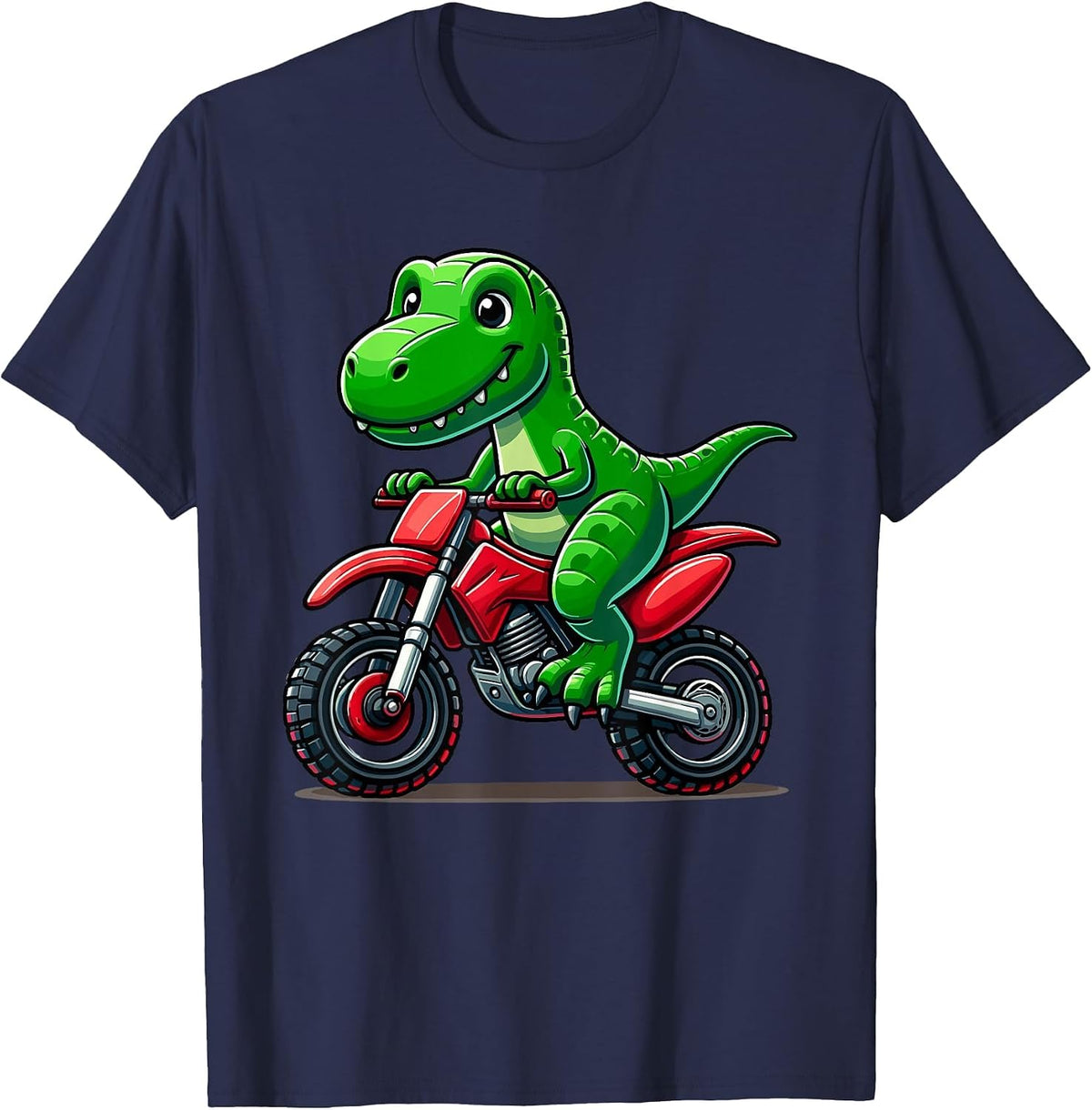 Dirt Bike & Motocross for Boys | Motorcycle Riding, Dinosaur T-Shirt - Navy Blue