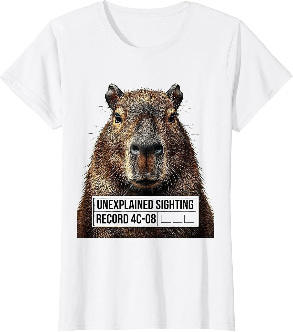 Women's Unexplained Sighting Record 4C-08 Funny Capybara Meme Gamer T-Shirt - White