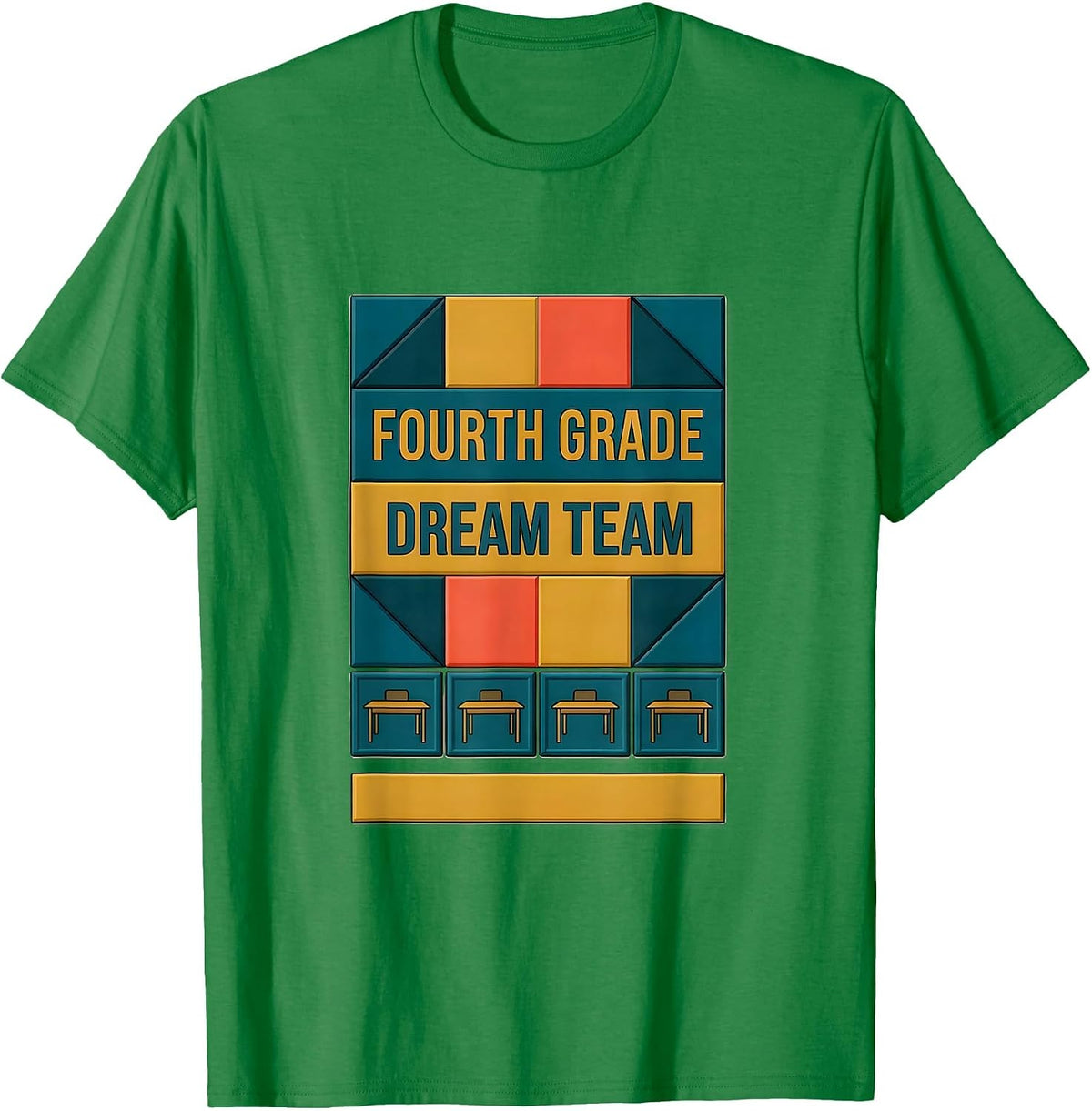Men's Fourth Grade Dream Team Teacher Team Back to School T-Shirt - Kelly Green