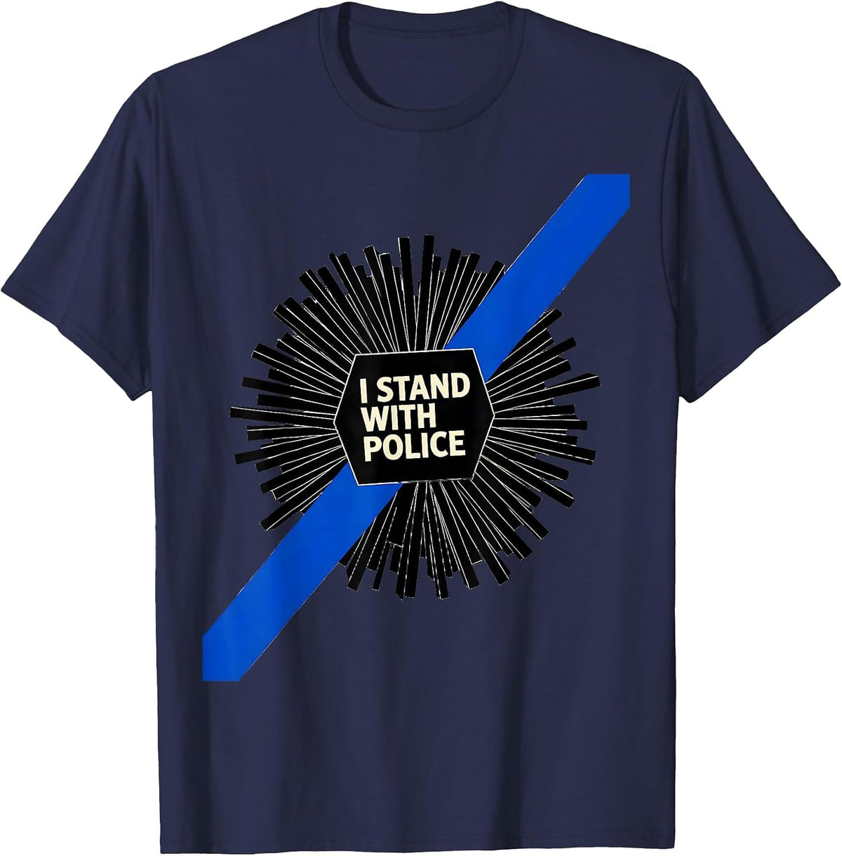 I Stand With Police Thin Blue Line Back The Blue Police T-Shirt - Navy Blue