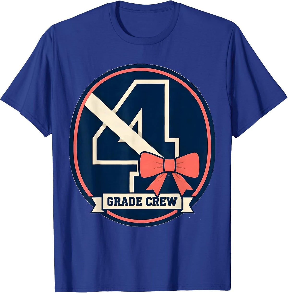 Men's 4th Grade Crew Sports Back to School Coquette Bow T-Shirt - Royal Blue