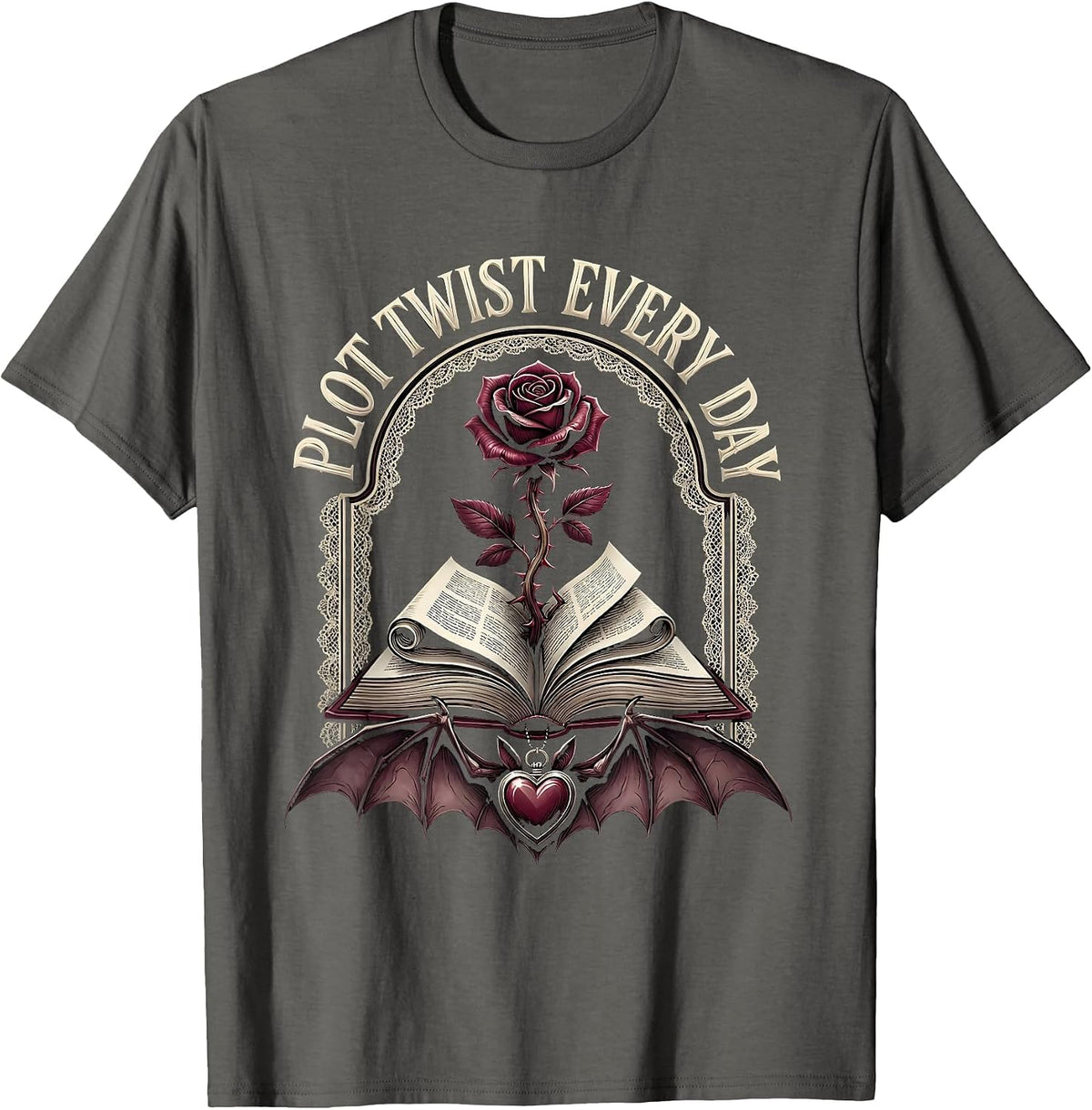 Men's Plot Twist Every Day English Teacher Design T-Shirt - Asphalt Grey