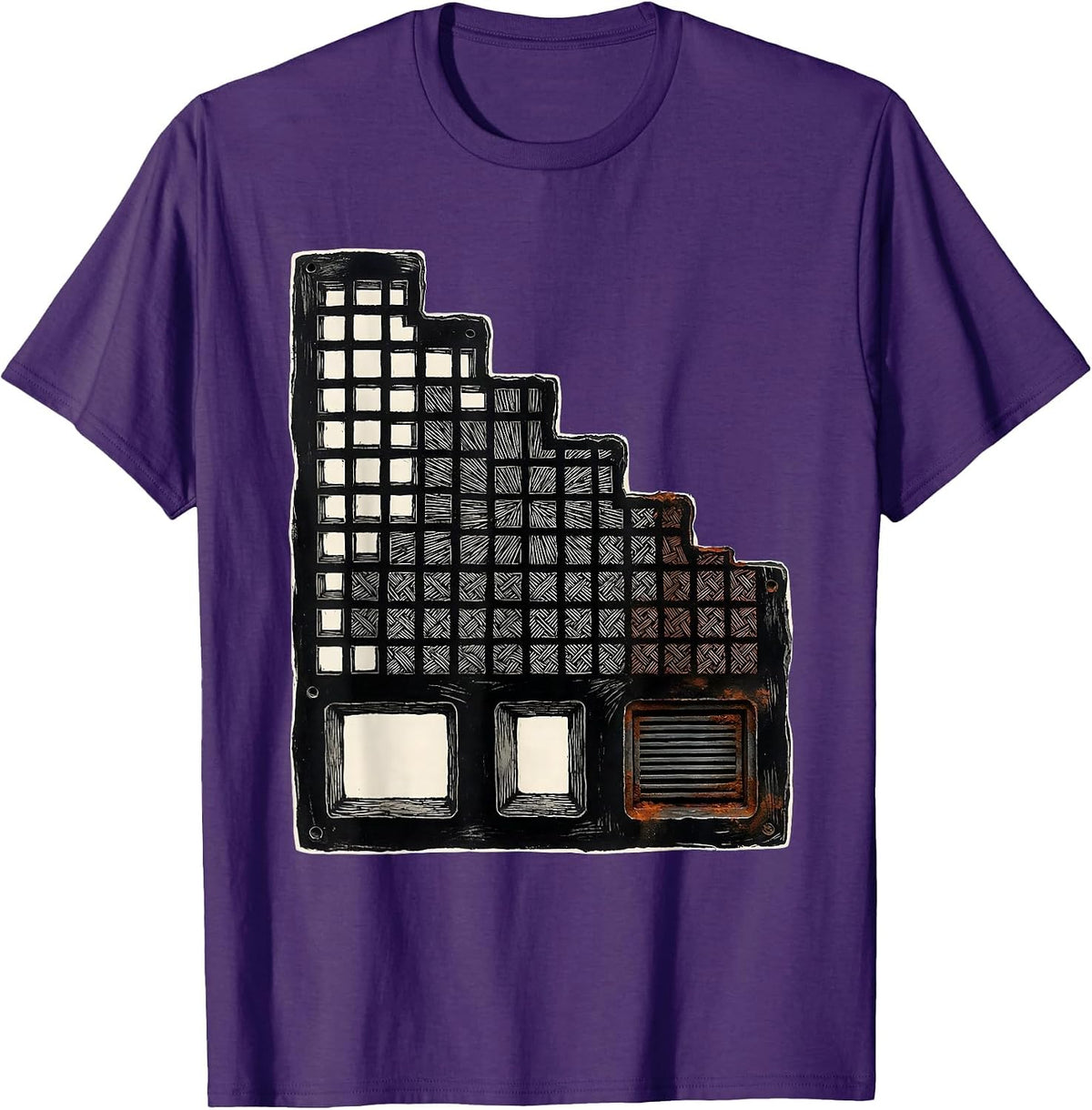 Periodic Table Assay Slab Linocut Science Teacher Humor T-Shirt - Purple
