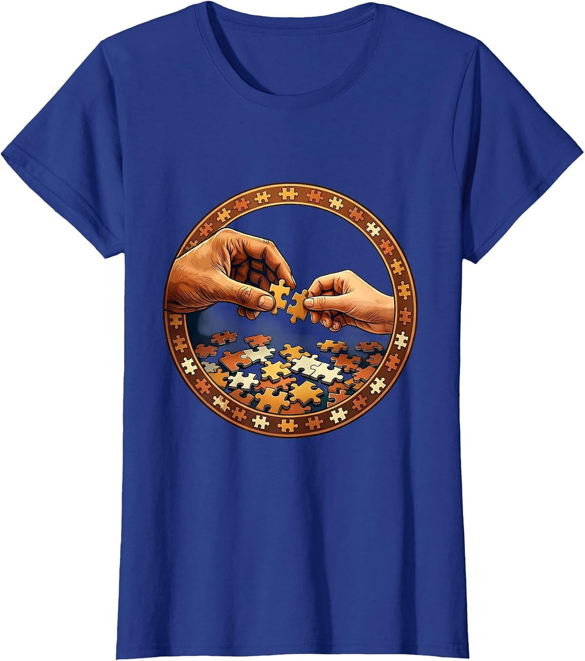 Women's Occupational Therapy Puzzle Illustration Gift T-Shirt - Royal Blue