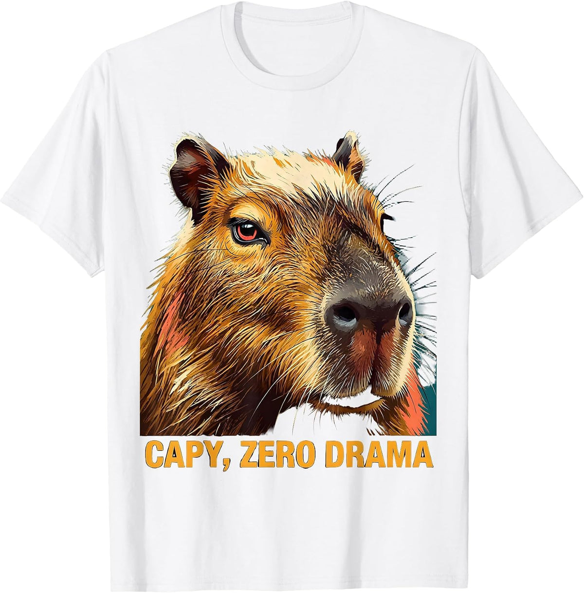 Men's Capy, Zero Drama Funny Capybara Meme Gamer Humor T-Shirt - White