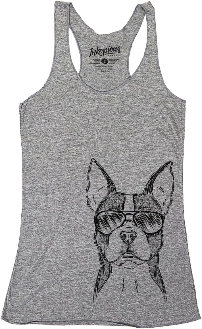 Scout the Boston Terrier Triblend T-Shirt - Grey Racerback