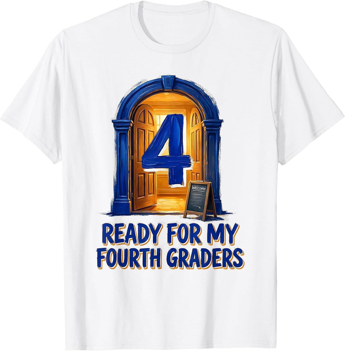 Men's Ready For My Fourth Graders Playful Teacher Student Back To T-Shirt - White