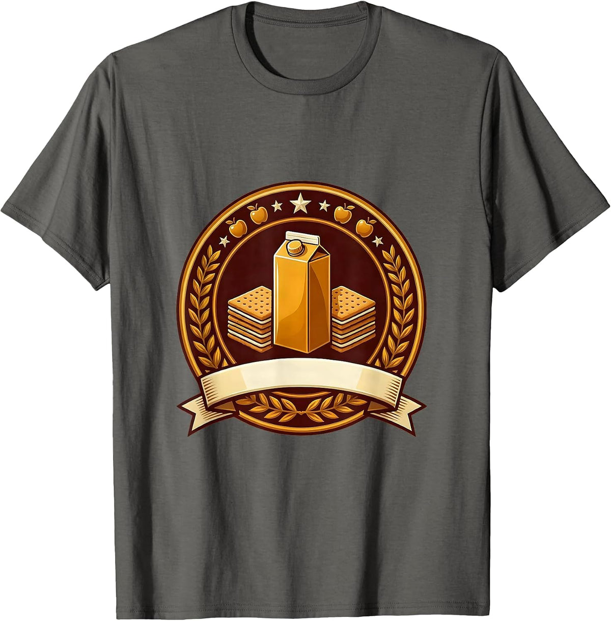Men's Preschool Teacher Snack Time Juice Box Graham Cracker T-Shirt - Asphalt Grey