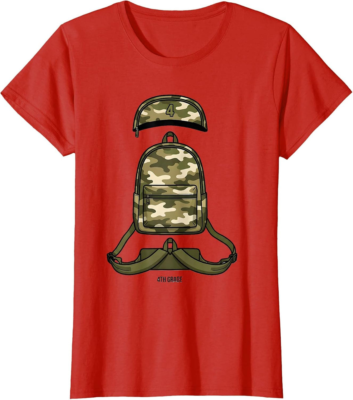 4th Grade Camo Back To School Boy Teacher Grade Level T-Shirt - Red