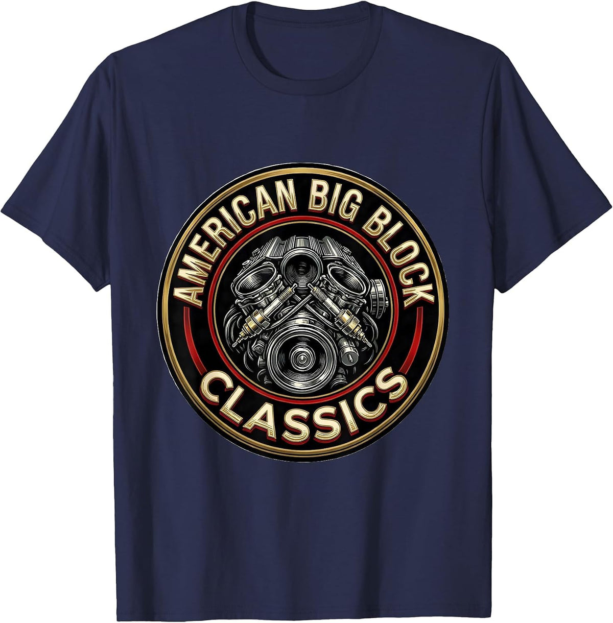 Men's American Big Block Classics Classic Muscle Car Enthusiast T-Shirt - Navy Blue