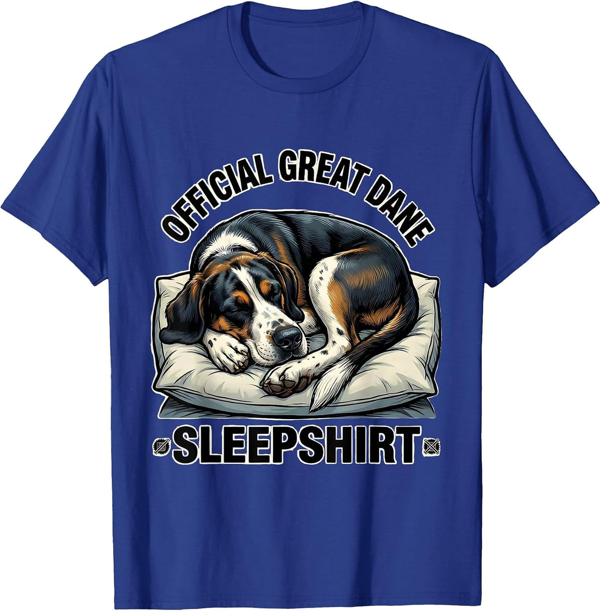 Official Great Dane Sleepshirt Cartoon Dog Lover Napping T-Shirt - Royal Blue