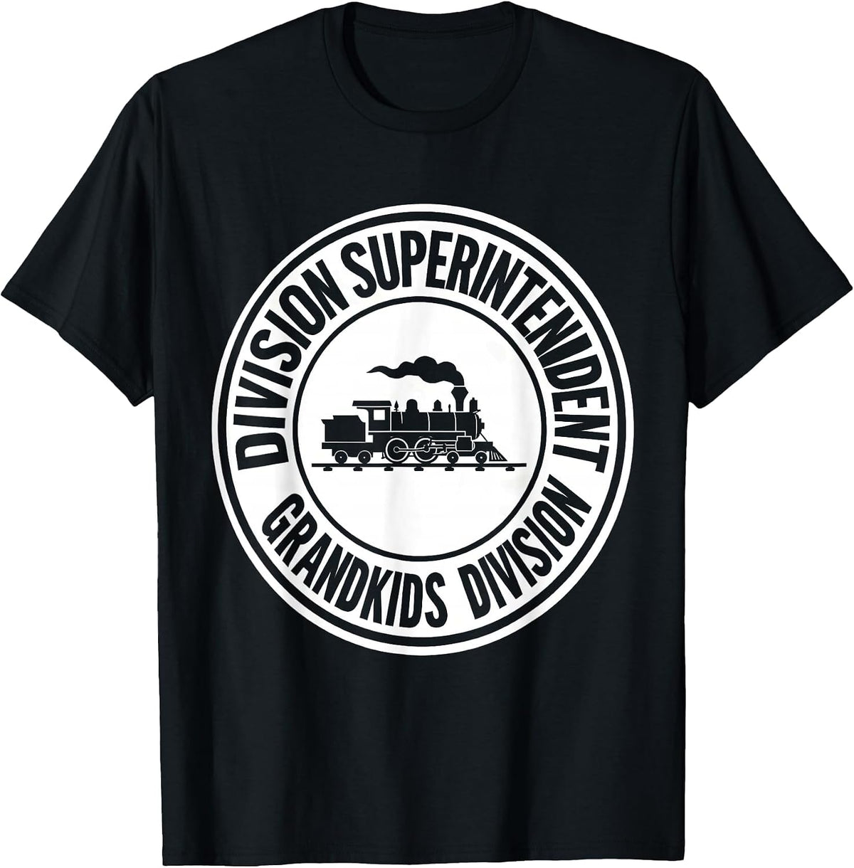 Men's Division Superintendent Grandkids Division Funny Train Lover T-Shirt - Black