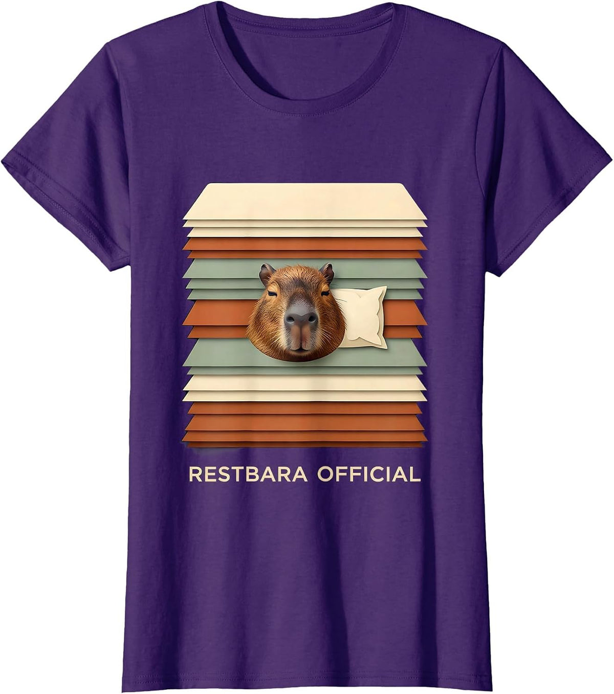 Women's Restbara Official Cute Capybara Sleepwear Pajama Kids Humor T-Shirt - Purple