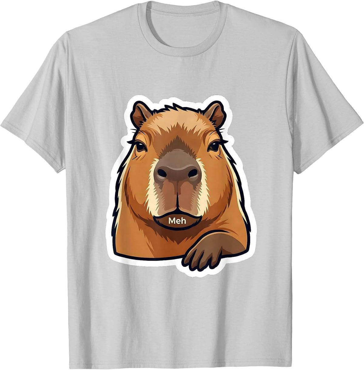 Men's Meh Funny Capybara Meme Animal Humor Youth Kids T-Shirt - Silver Grey