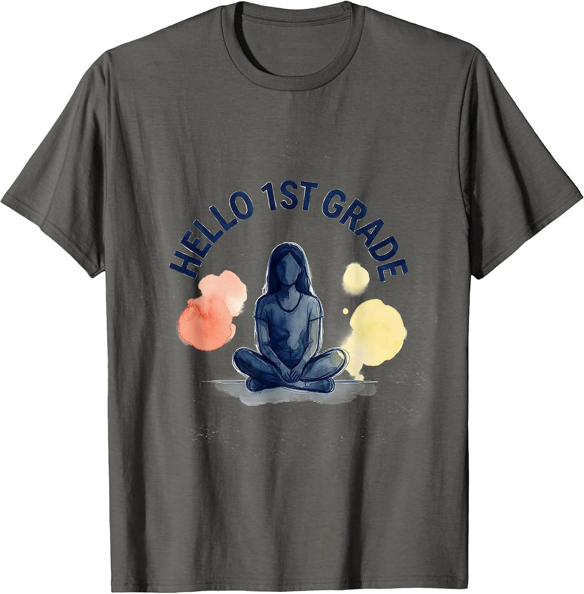Hello 1st Grade Watercolor Back To School First Grade T-Shirt - Asphalt Grey