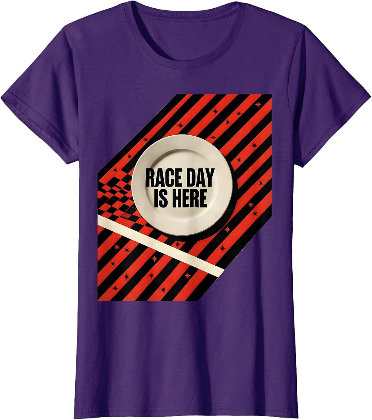 Women's Race Day Is Here Constructivist Poster Drag Racing Patriot T-Shirt - Purple