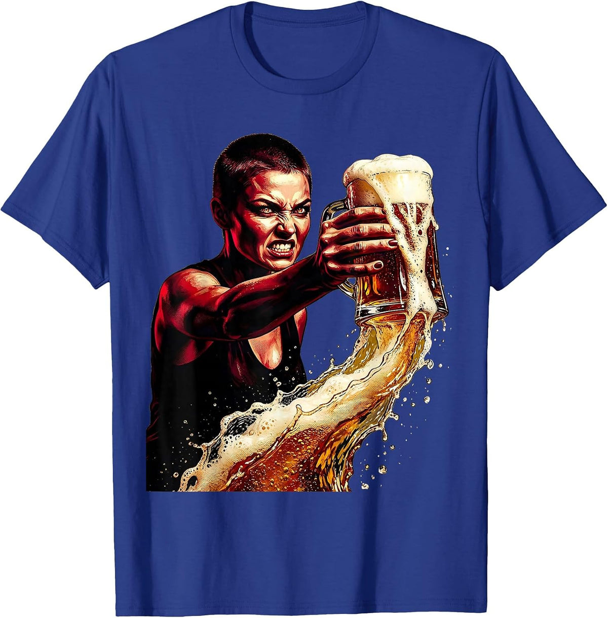 Men's Fierce Beer Pour Graphic Tee T-Shirt - Royal Blue