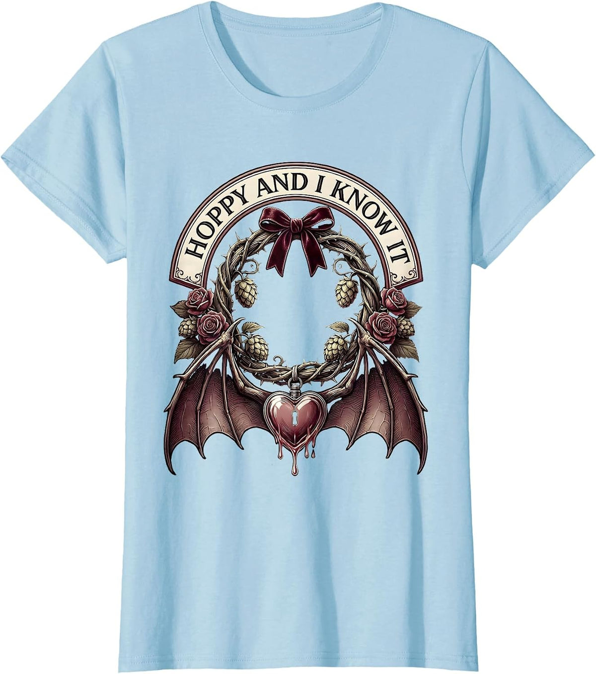 Women's Hoppy and I Know It Beer Lover Design T-Shirt - Baby Blue