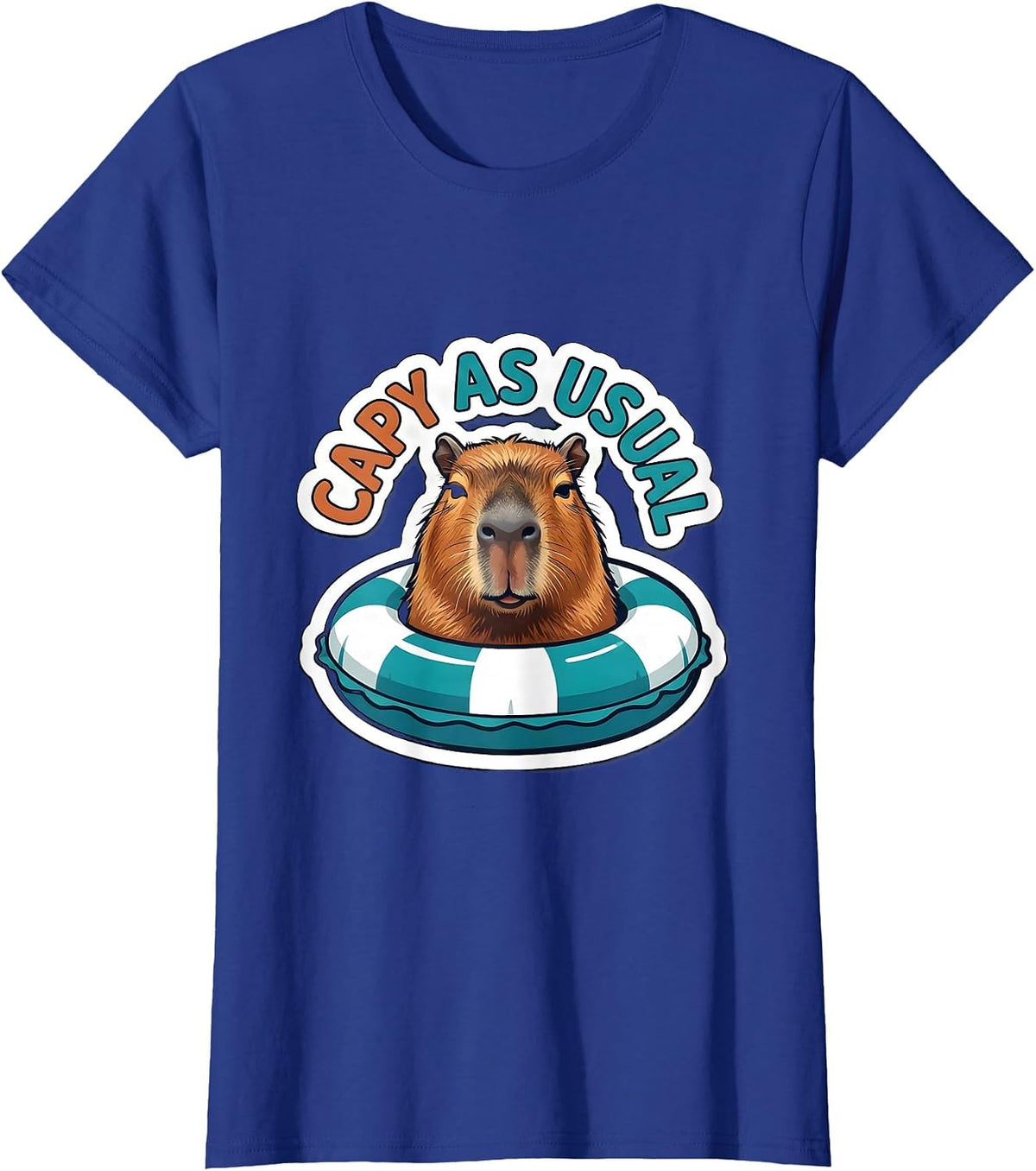 Women's Capy As Usual Funny Capybara Meme Gamer Humor T-Shirt - Royal Blue