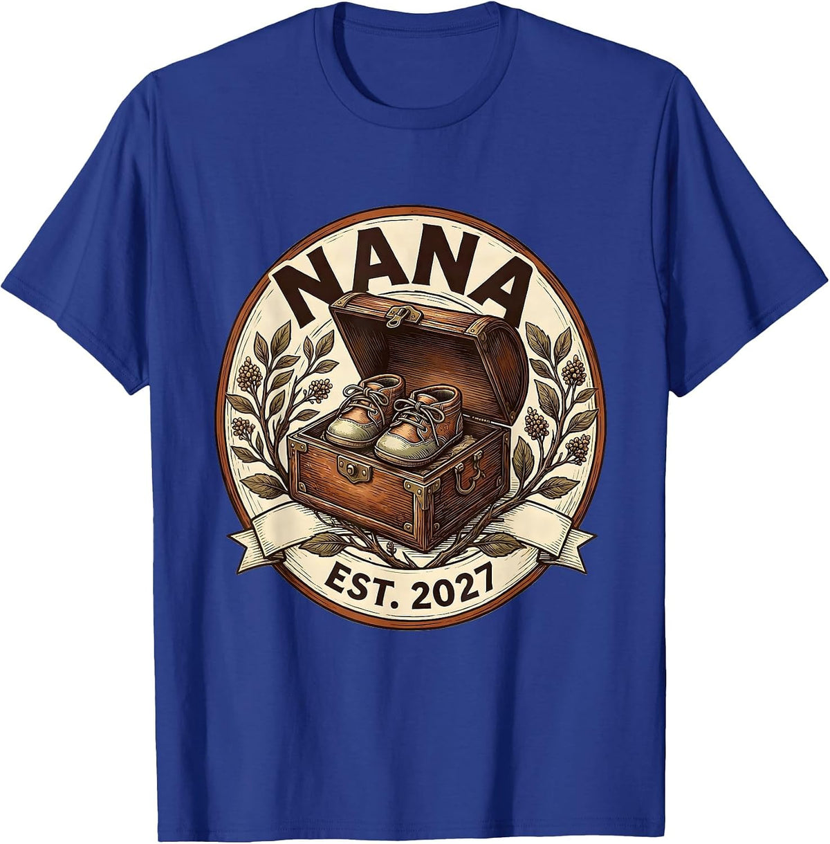 Men's Nana Est 2027 Minimalist Elegant Font Family Keepsake Gift T-Shirt - Royal Blue