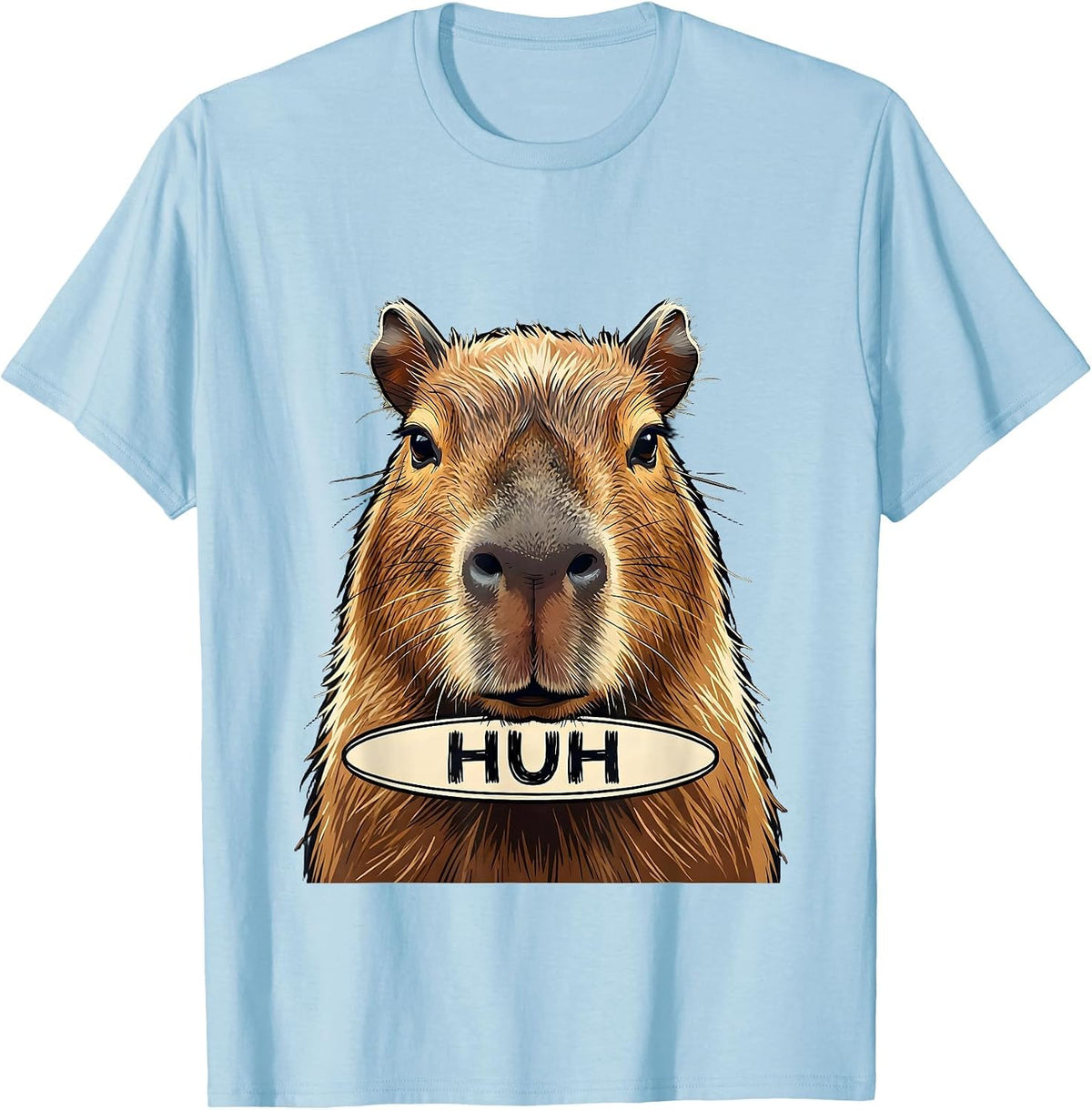 Men's Huh Funny Capybara Animal Meme Humor Video Games T-Shirt - Baby Blue