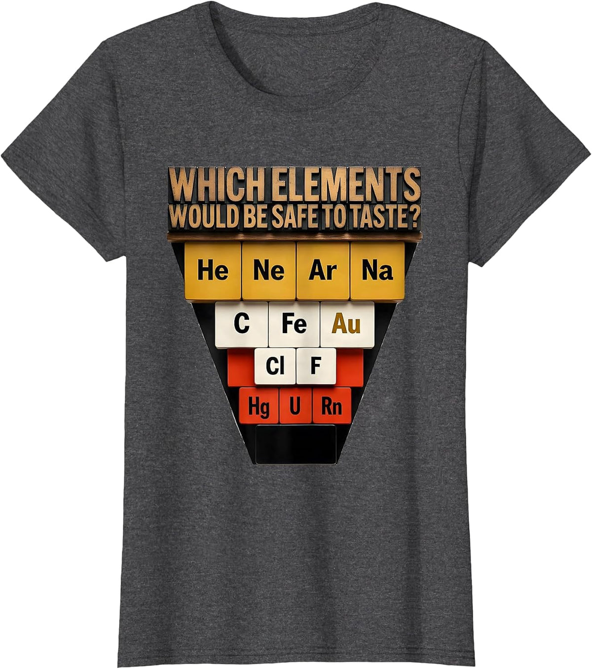 Women's Which Elements Would Be Safe To Taste Funny Science Teacher T-Shirt - Dark Heather Grey
