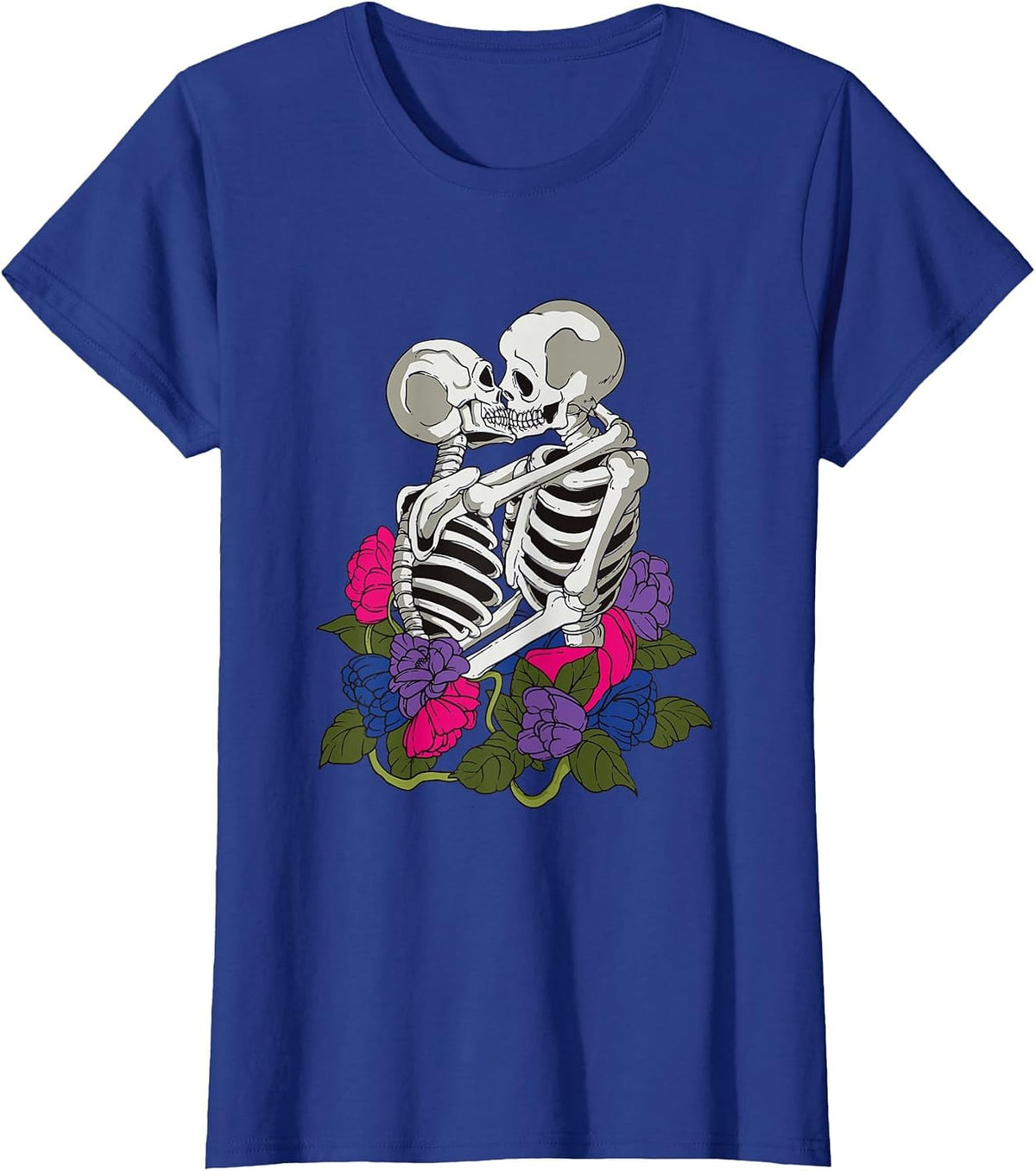 Bisexual Skeleton Bi Pride Flag Color LGBTQ Queer T-Shirt - Royal Blue