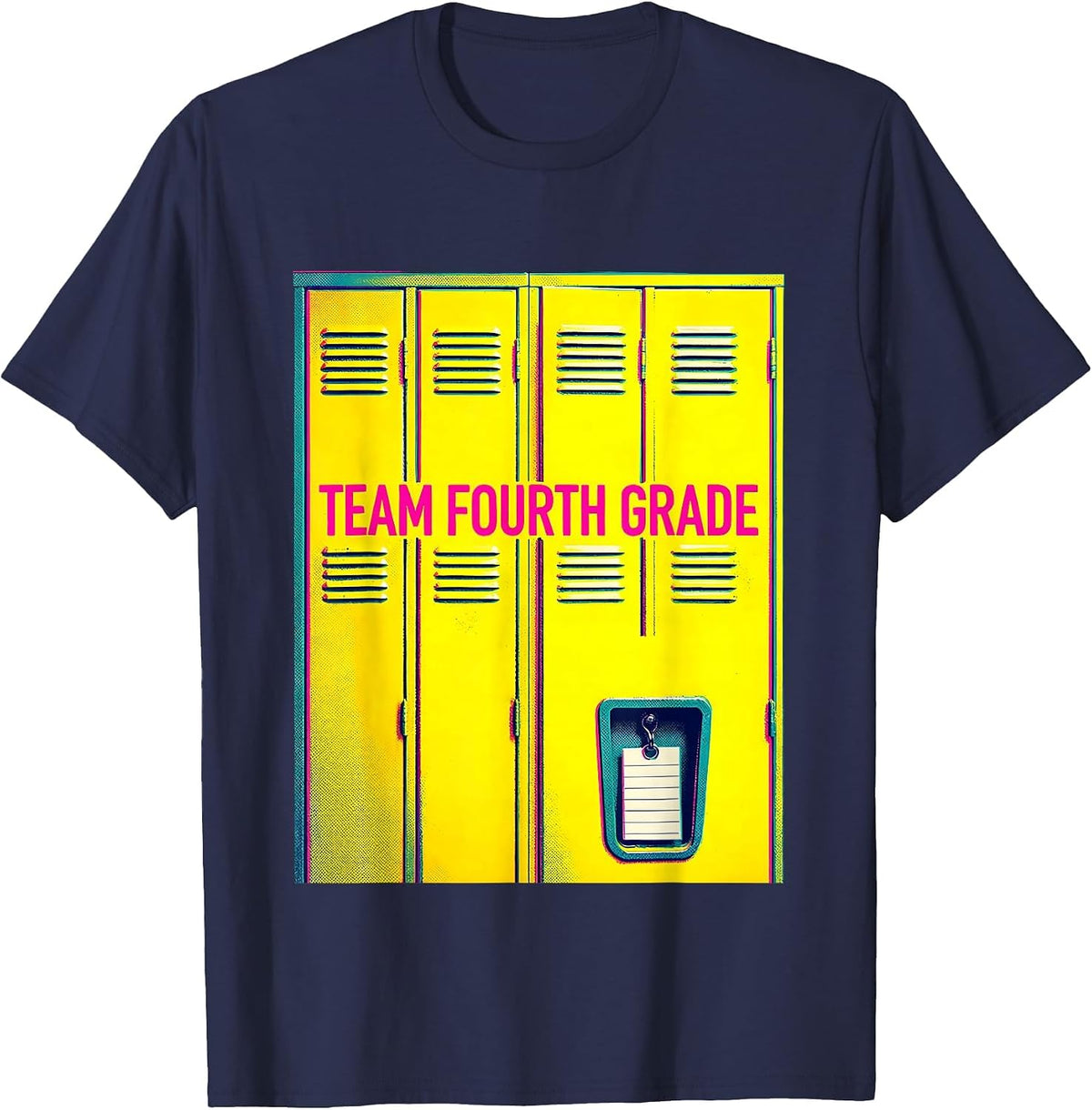 Men's Team Fourth Grade Risograph Back To School Student Teacher T-Shirt - Navy Blue