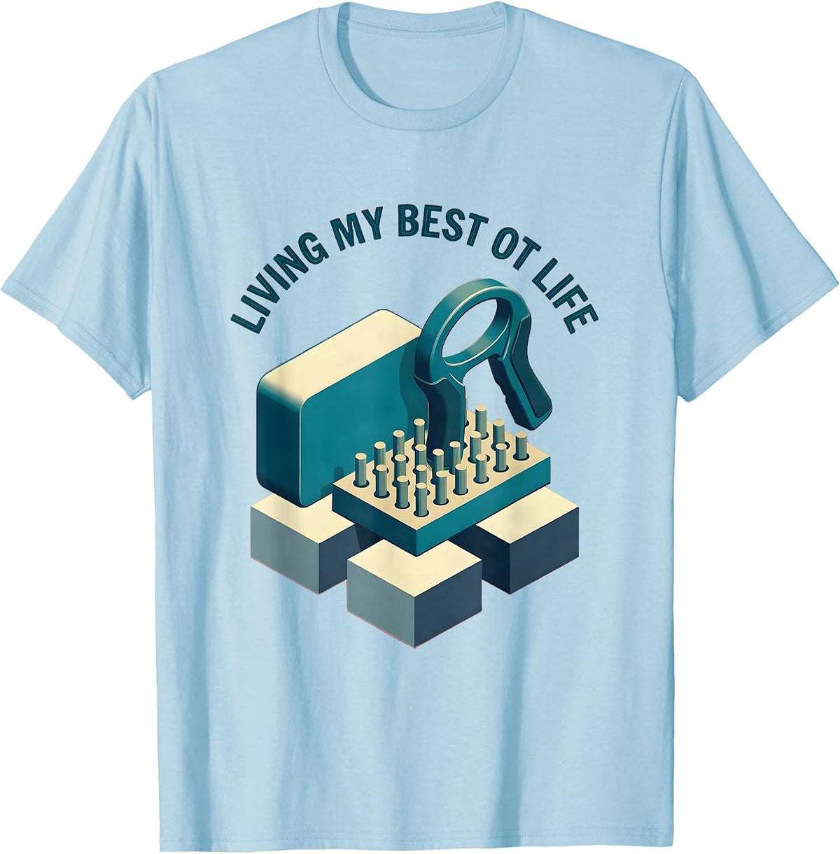 Men's Living My Best OT Life Occupational Therapy Design T-Shirt - Baby Blue