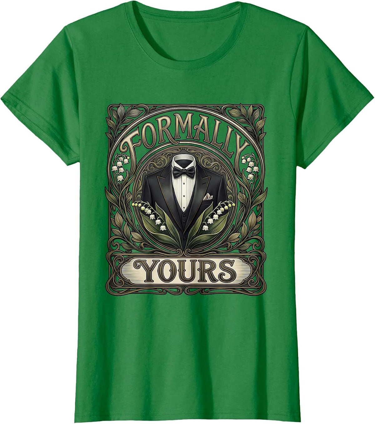 Formally Yours Tuxedo Graphic Design T-Shirt - Kelly Green