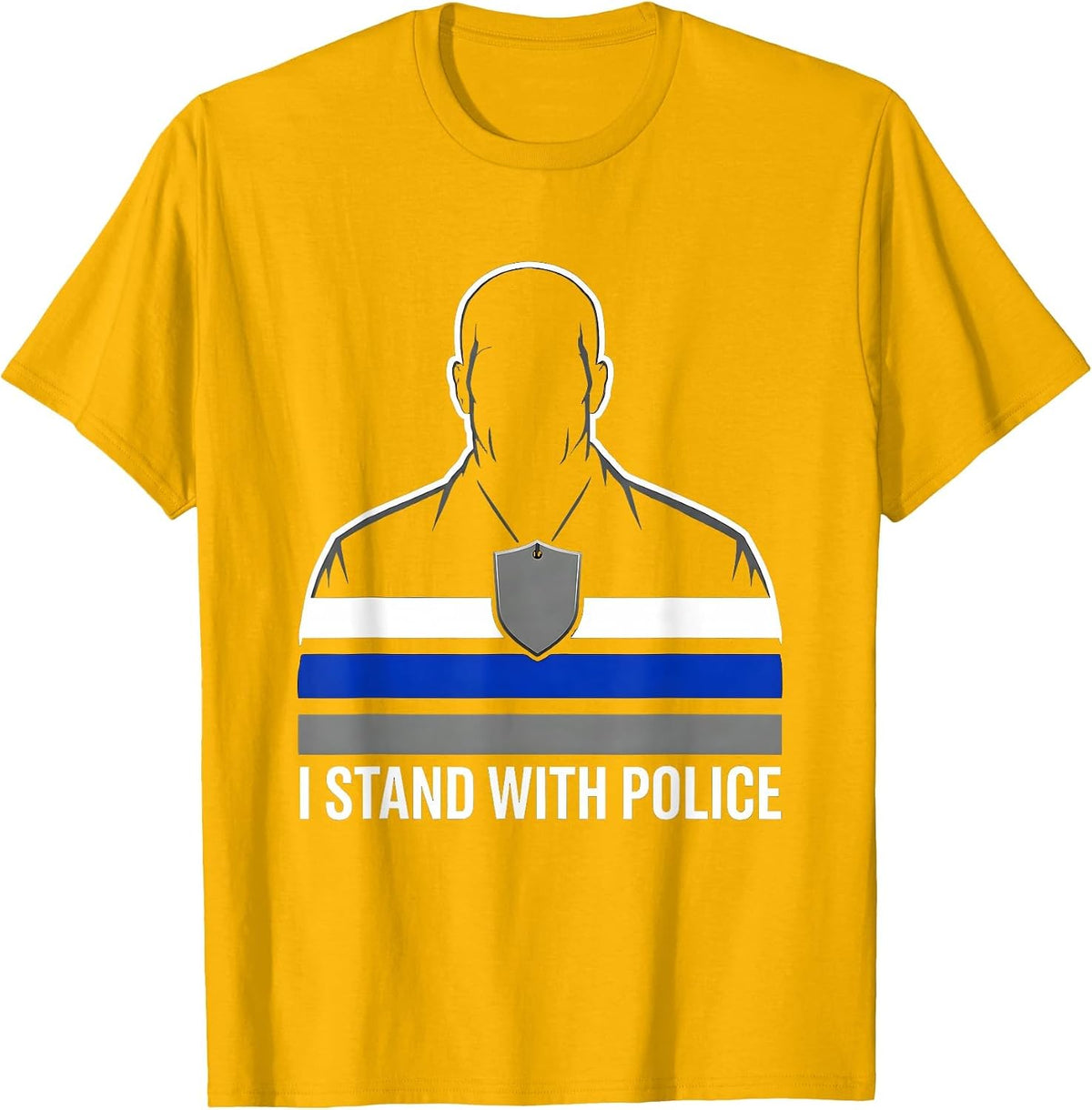 I Stand With Police Thin Blue Line Police Support K9 T-Shirt - Golden Yellow