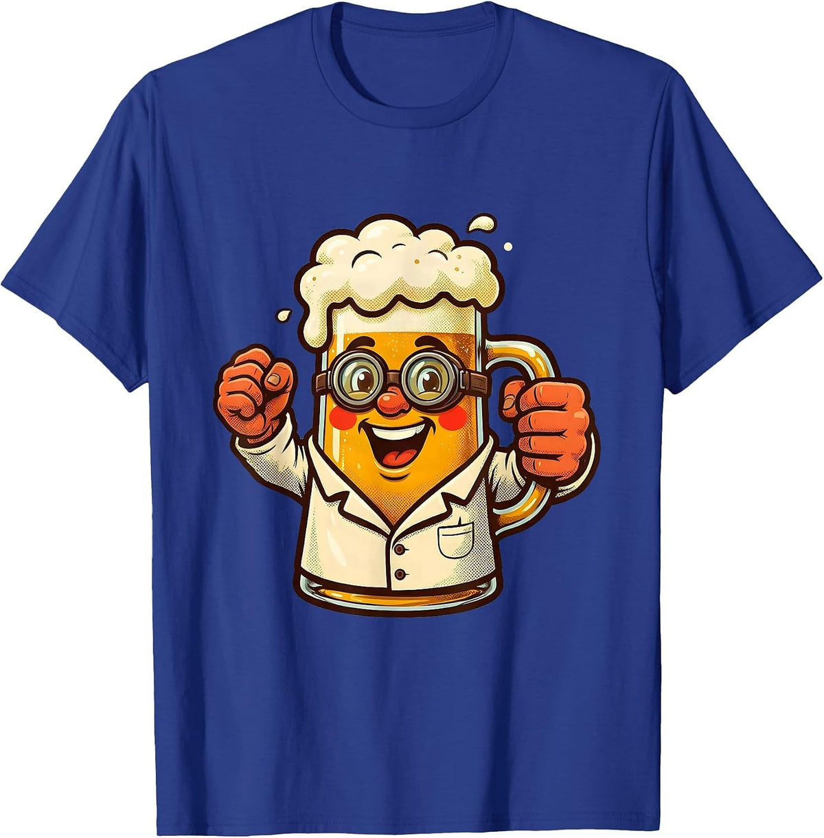 Woman Scientist Glowing Beer Potion Illustration T-Shirt - Royal Blue