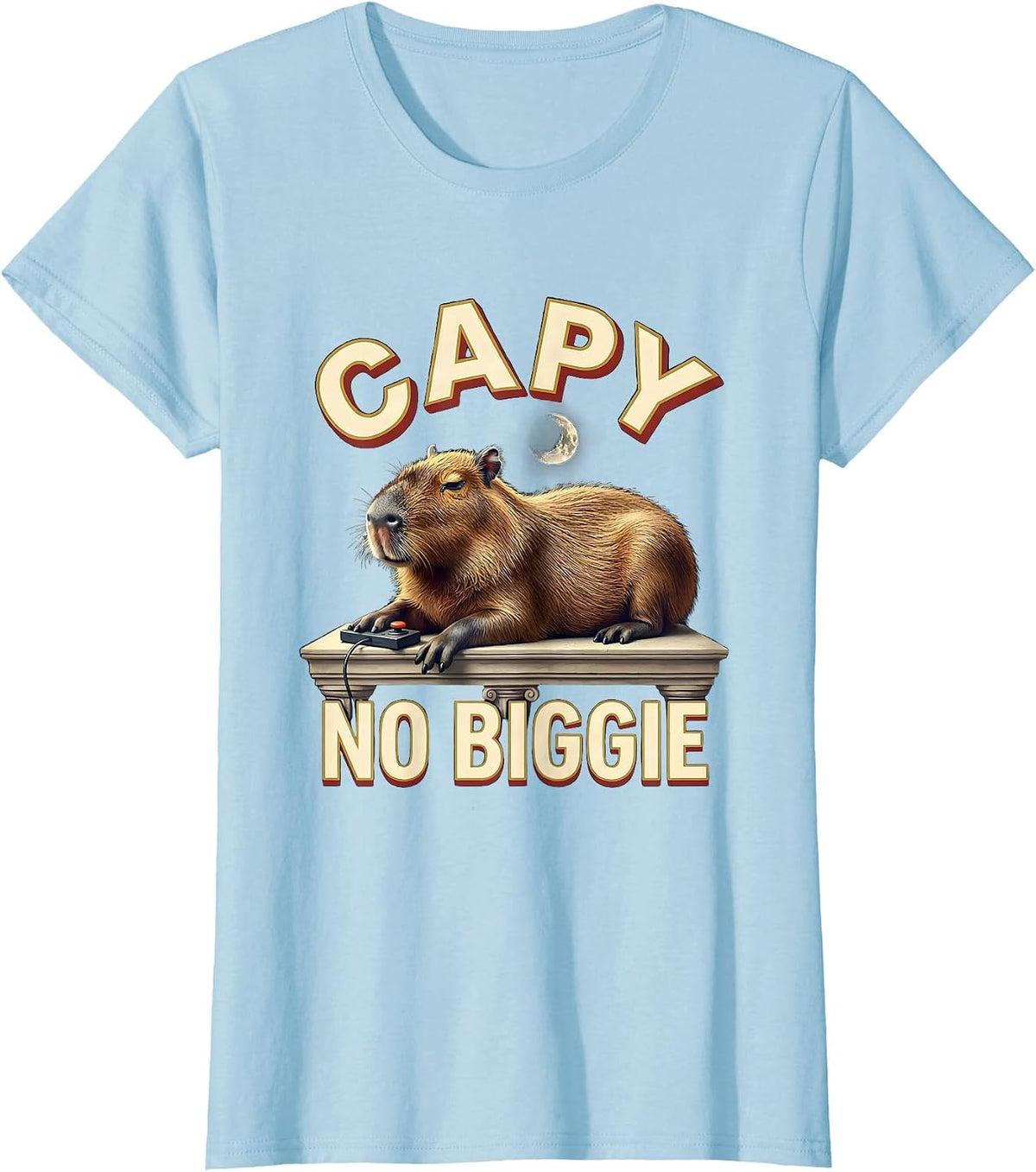 Women's Capy, No Biggie Funny Capybara Gamer Humor Video Games T-Shirt - Baby Blue