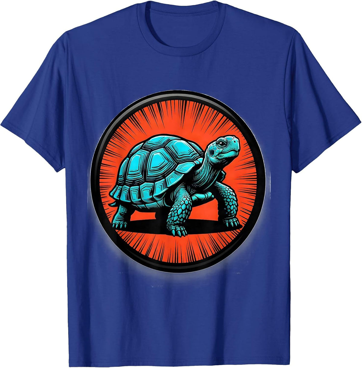 Proud Tortoise Pop Art Pet Lover Badge T-Shirt - Royal Blue