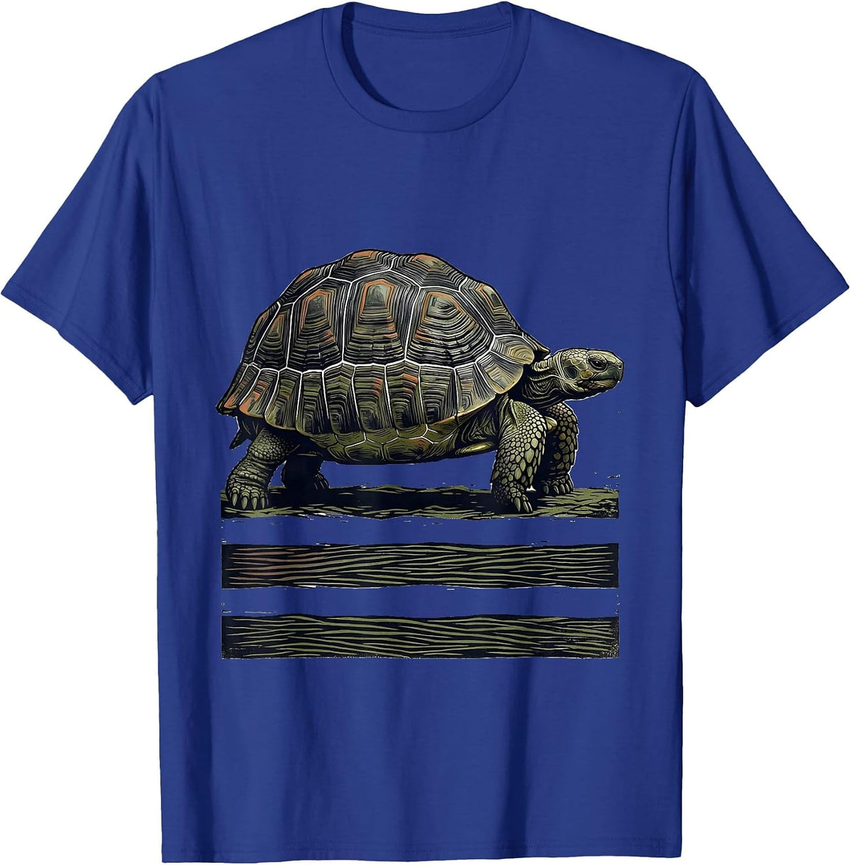 Low Profile Tortoise Linocut Turtle Lover Gift T-Shirt - Royal Blue
