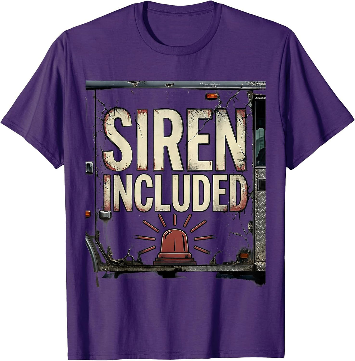 Men's Siren Included Distressed Funny First Responder Police T-Shirt - Purple