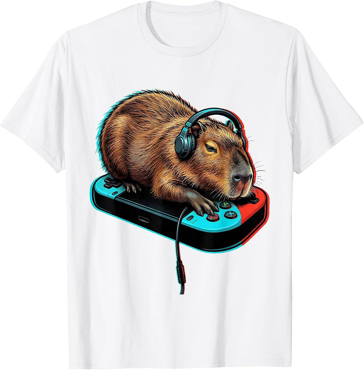Men's Capybara Gamer Pop Art Bruh Meme Humor T-Shirt - White