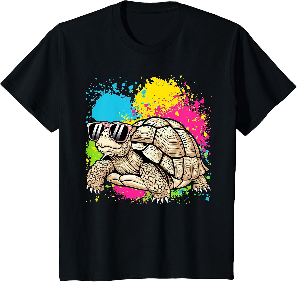 Sulcata Tortoise with Sunglasses T-Shirt - Black