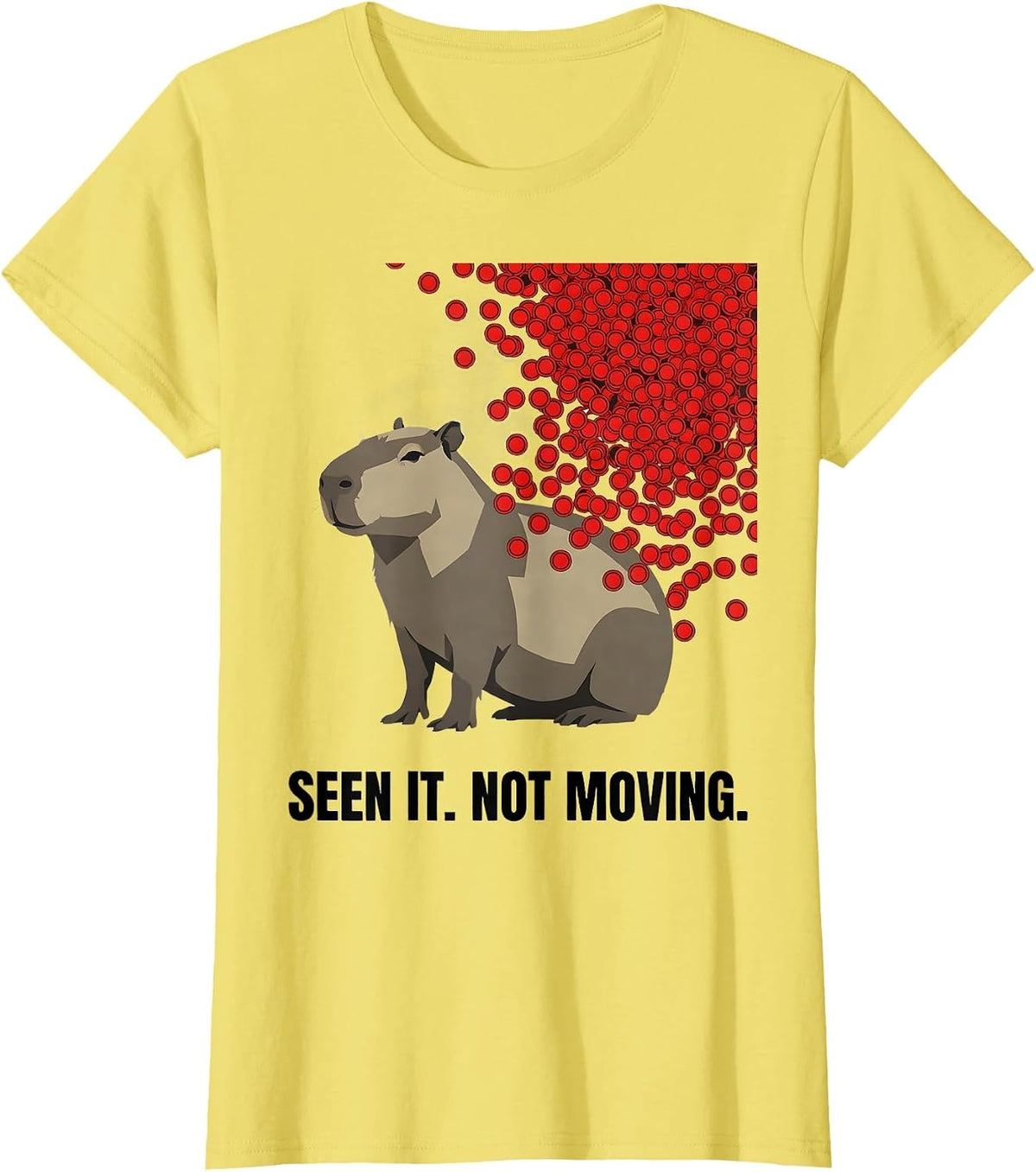 Seen It Not Moving Funny Capybara Meme Gamer T-Shirt - Lemon Yellow
