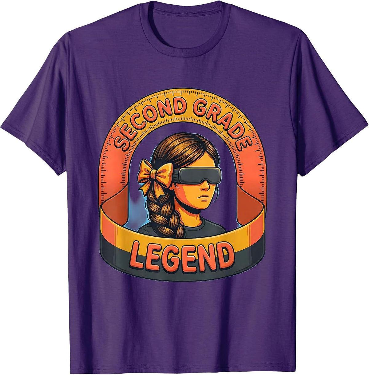 Second Grade Legend Funny Messy Bun First Day Of School T-Shirt - Purple