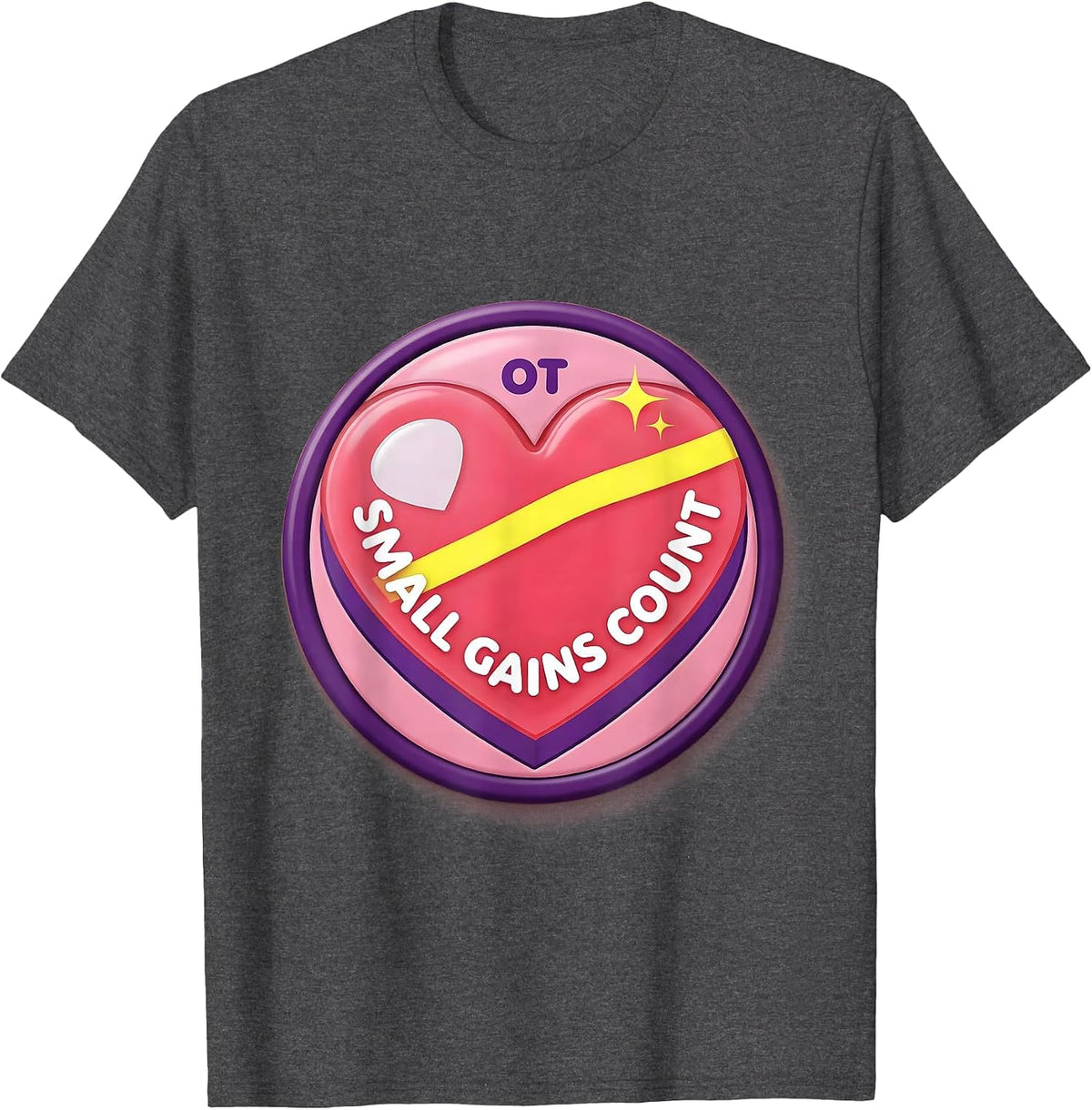 Small Gains Count OT Occupational Therapy Valentine Candy T-Shirt - Dark Heather Grey