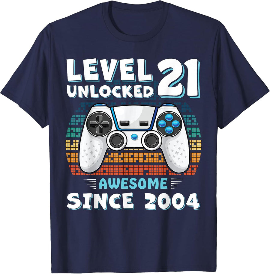 21 Year Old Bday Decorations Men Boy 21yr 2004 21st Birthday T-Shirt - Navy Blue