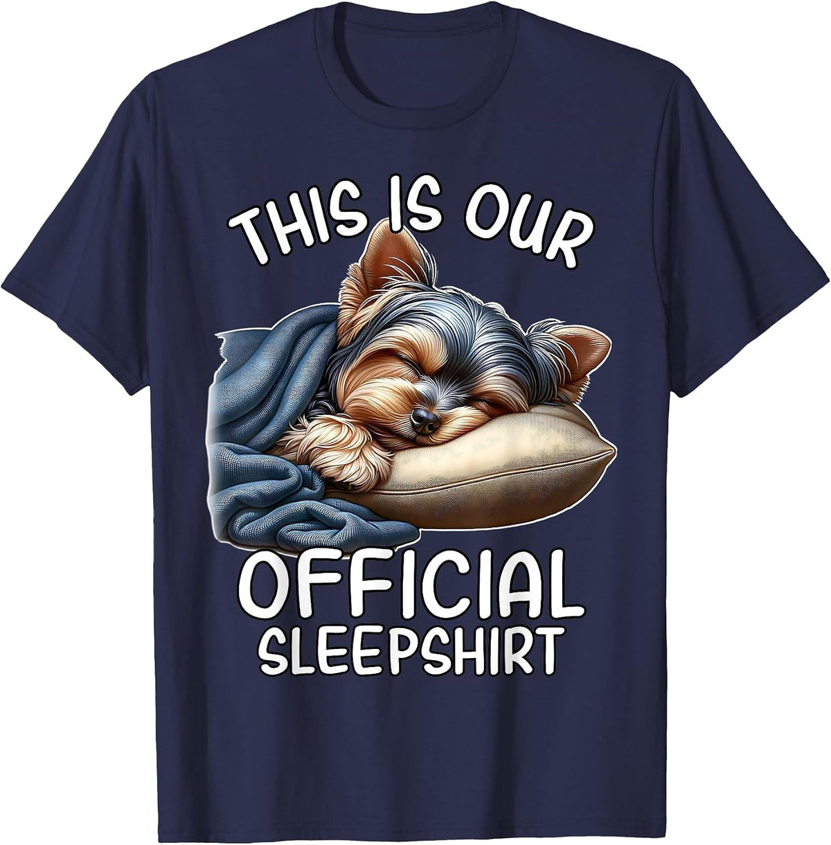 Sleeping Yorkie Lover Yorkshire Terrier Pajama Terrier T-Shirt - Navy Blue